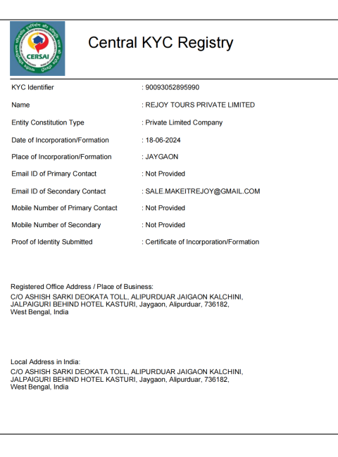 KYC Certificate 2